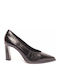 Leather Pumps with Platform and High Heel Black