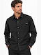 Дългоръкав Overshirt със Стандартна Кройка в Черен Цвят