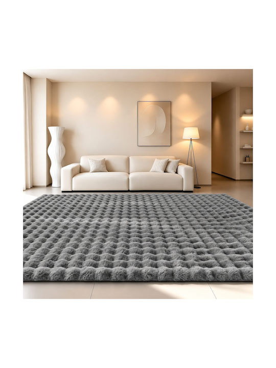 Rabbit Bubble Правоъгълен Кожен Килим Dark Grey...
