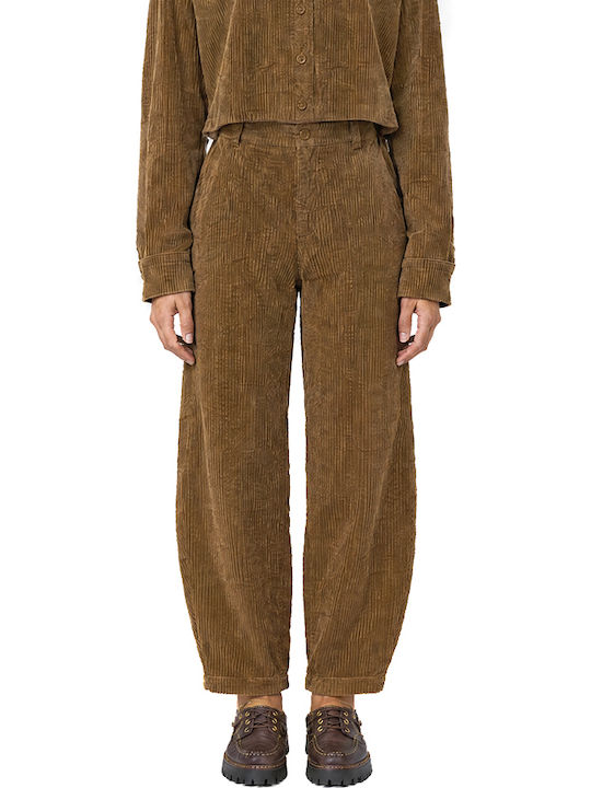 Moutaki Damen-Cordhose mit hoher Taille und normaler Passform in Camel