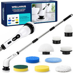 Wellhaus B06492 Kunststoff-Drehende Reinigungsbürste mit Griff für Weißes