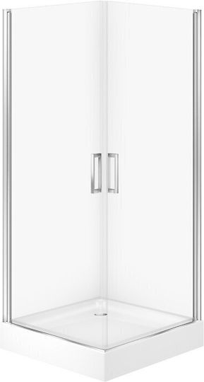 Cersanit Shower Cabin with Hinged Door 16x80x80cm White