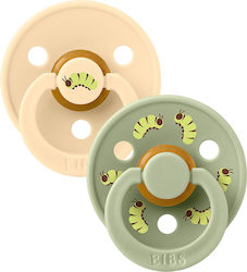Bibs Caterpillar Rubber Pacifiers Green for 18+ Months 2 pcs