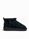 Leather Women's Ankle Boots with Fur Negro