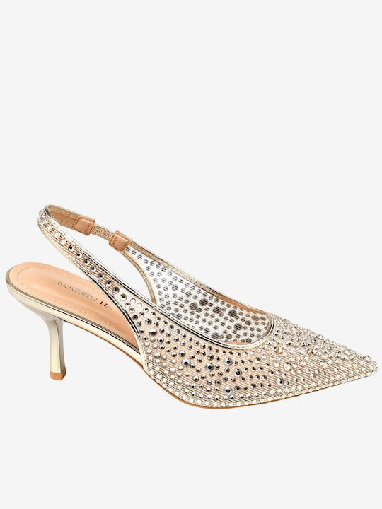 Ideal Shoes Γόβες με Λουράκι Χρυσό