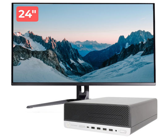 HP Prodesk 600 G4 + 24" Monitor Refurbished Grade A (Core i5-8500/8GB/256GB SSD/No OS)