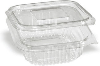 Plastic PET Container with Attached Lid 250cc 10 Pieces