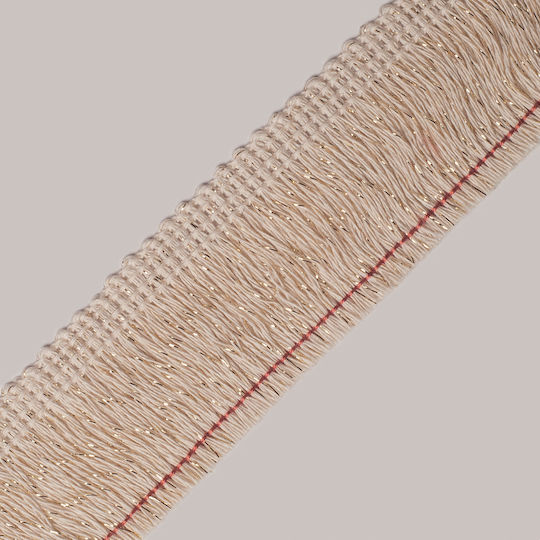 Franjuri din Bumbac Natur Auriu Lurex 4 cm la Metru