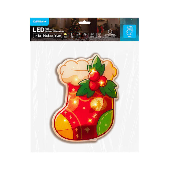 Modee Lighting Χριστουγεννιάτικα Αυτοκόλλητα για Παράθυρο με Σχέδιο Κάλτσες 14.5x14.5x19εκ.