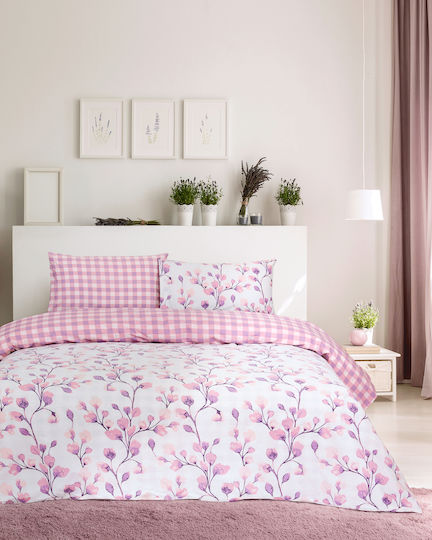 Kocoon Camille Super-Double Fitted Sheet Set 160x200+32cm Pink-Lilac (4 pcs)