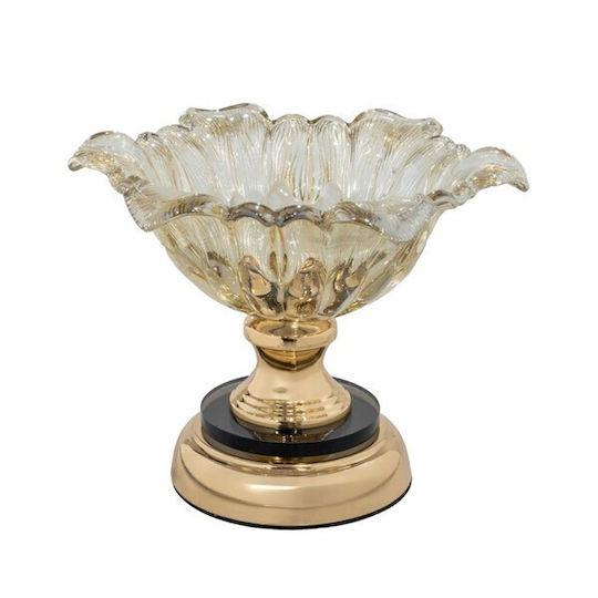 Decorative Glass Bowl Gold 20x20x8cm 2 Pieces