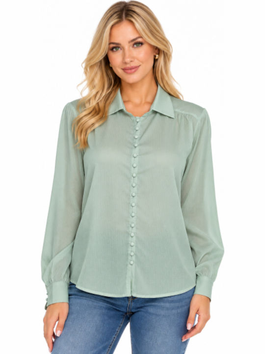 Long Sleeve Women's Shirt Mint WC-AM23-2023-27SH-VER