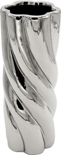 Marhome Decorative Ceramic Twisted Flower-Shaped Vase Silver W10.5xH25.3cm