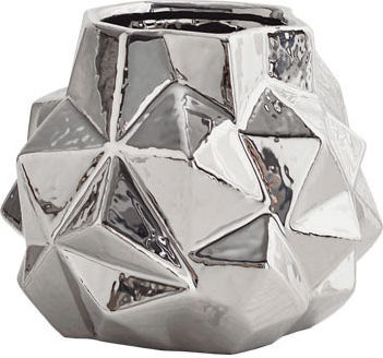 Marhome Decorative Ceramic Prism Abstract Vase Silver 18.5x18.5xH15.5cm