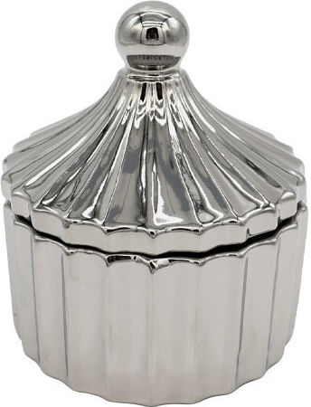 Marhome Decorative Vase Ceramic Pleated Cup Silver D14.5xH16.3cm