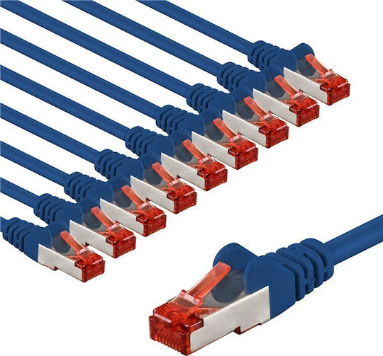 Goobay S/FTP Cat.6 (Gigabit) Καλώδιο Δικτύου Ethernet 1m Μπλε 10τμχ