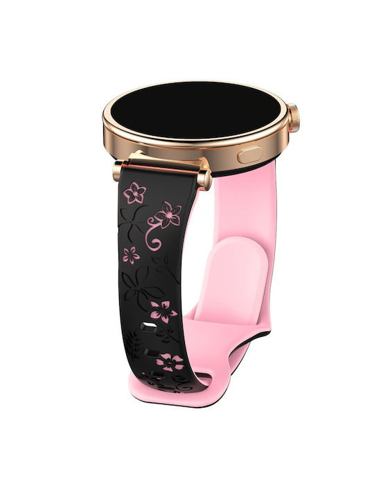 Λουράκι Σιλικόνης Concave Flower Δίχρωμο Garmin Vivoactive 5 Black Pink