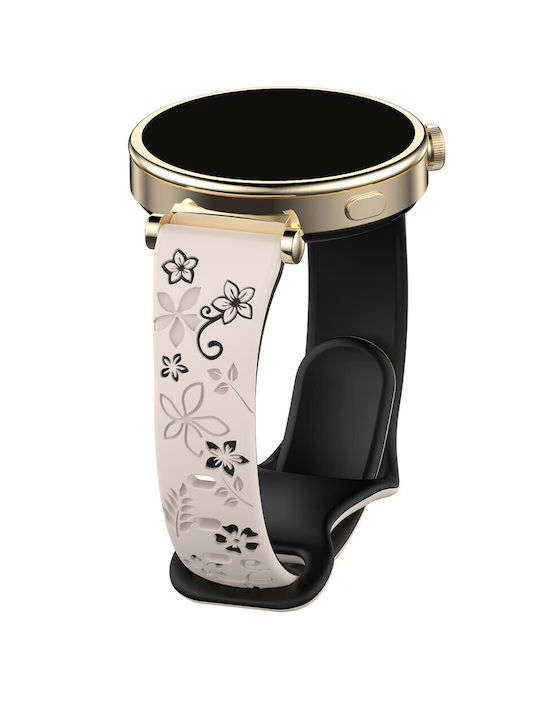 Λουράκι Σιλικόνης Concave Flower Δίχρωμο Garmin Vivoactive 5 Starlight Black