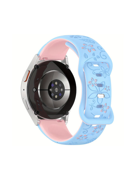 Curea din Silicon Concave Flower Bicoloră Garmin Venu 2 Plus Albastru Roz