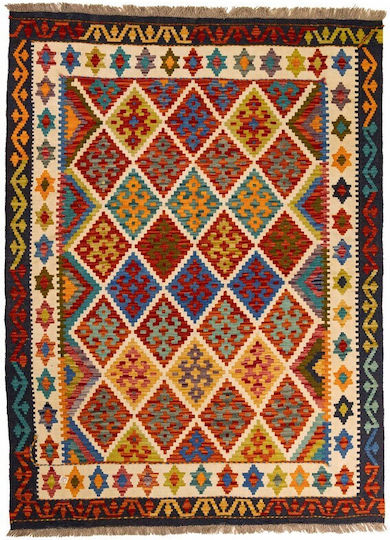 Kilim Handgefertigter Rechteckiger Mehrfarbiger Teppich 135x183cm