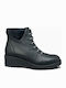 Leather Women's Ankle Boots with Medium Heel Negro