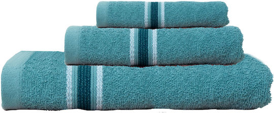 Viopros Set of Bath Towels 3 pcs Petrol Blue Weight 450gr/m²