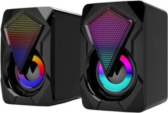 N-19 Компютърни говорители 2.0 с RGB Осветление и Мощност 6 W Черни