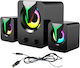 FT-25-2.1 Компютърни Говорители 2.1 с RGB Осветление и Мощност 11 W Черни