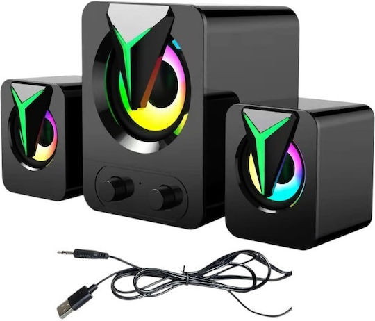 FT-25-2.1 Компютърни Говорители 2.1 с RGB Осветление и Мощност 11 W Черни