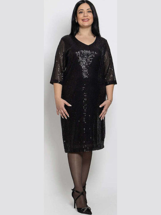 Abendkleid mit Transparenz Schwarz