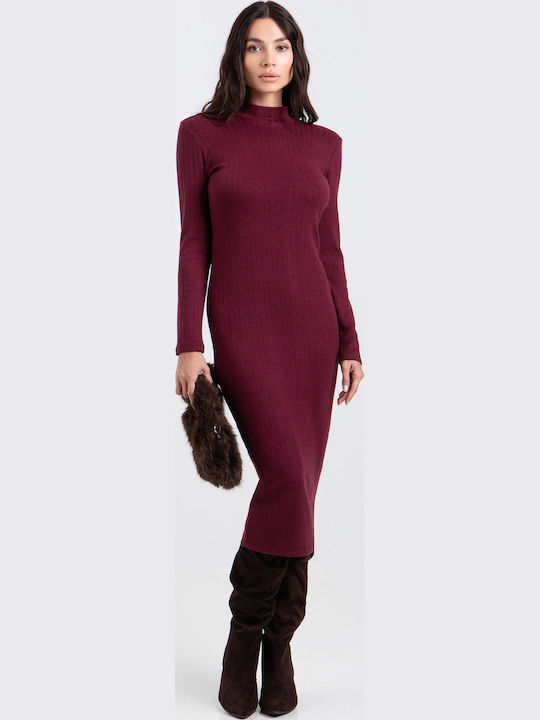 Midi Kleid in Burgundrot