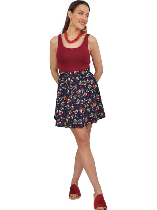 Mini Floral Black Skirt