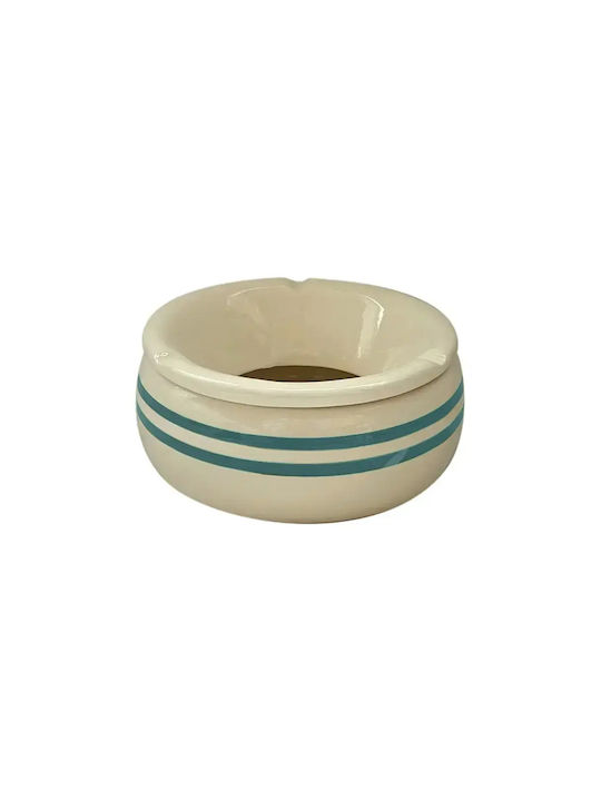 Keramik-Aschenbecher Adam Frosted Blue Stripe D 14,5 Cm H 6 Cm