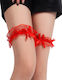 Red Lace Bow Leg Rings