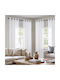 Miulee Σετ Κουρτίνες Παραθύρου με Τρουκς White 122x140εκ.