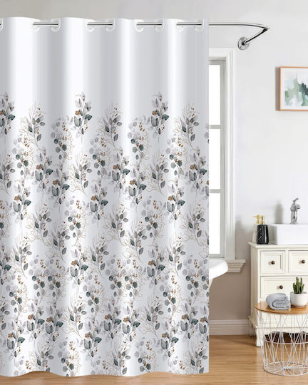 Nima Arbelle Fabric Shower Curtain 180x200cm White-Green 37431