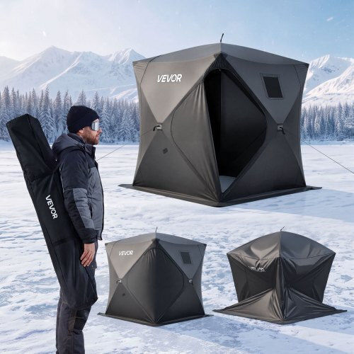 Vevor Зимна палатка за риболов Pop Up черна 228x228x195 см