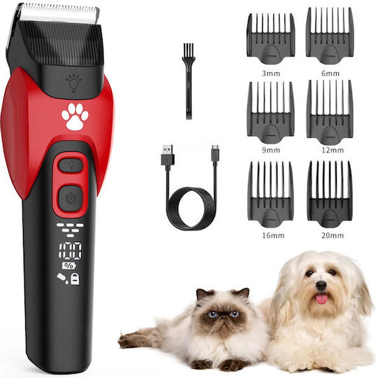 VGR Rechargeable Dog Grooming Clipper with Ceramic Blade and LED Indicator