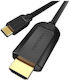 Vention Cgubh Cable Usb Type-c M To Hdmi M 2 M Maximum Resolution 4k At 30 Hz Gold-plated Connectors Copper Pvc Jacket Black