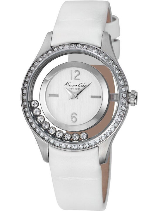 Kenneth Cole Women's 34mm Battery-Powered Watch with White Leather Strap
