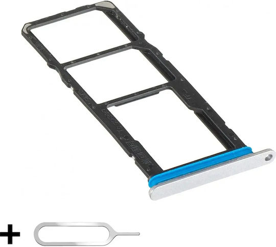 Tavă SIM pentru Honor X5c Plus, slot pentru card MicroSD + instrument pentru scoaterea cartelei SIM inclus, argintiu