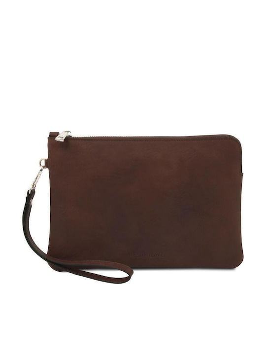 Tuscany Leather Δερμάτινο Γυναικείο Clutch Καφέ