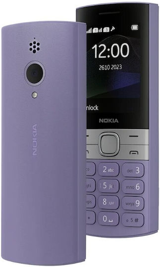 150 2023 Мобилен телефон с Бутони Dual SIM (Английски) Лилав