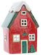 Heart & Home Christmas Ceramic Candlestick Red 13x9cm