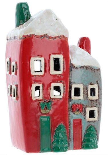 Heart & Home Χριστουγεννιάτικο Κεραμικό Κηροπήγιο Κόκκινο