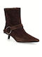 Seleny Leather Women's Ankle Boots Dark Brown