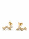 14K Gold Leaf Zircon Earrings Skn0065