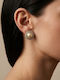 Women's Stud Earrings Silver Round Design Texture Prime Steel Silver Women Ssn258