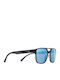 Unisex Sunglasses with Dark Grey / Blue Horn-Rimmed Frame Polarized Mirror