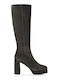 Wildleder Damenstiefel mit hohem Absatz Braun